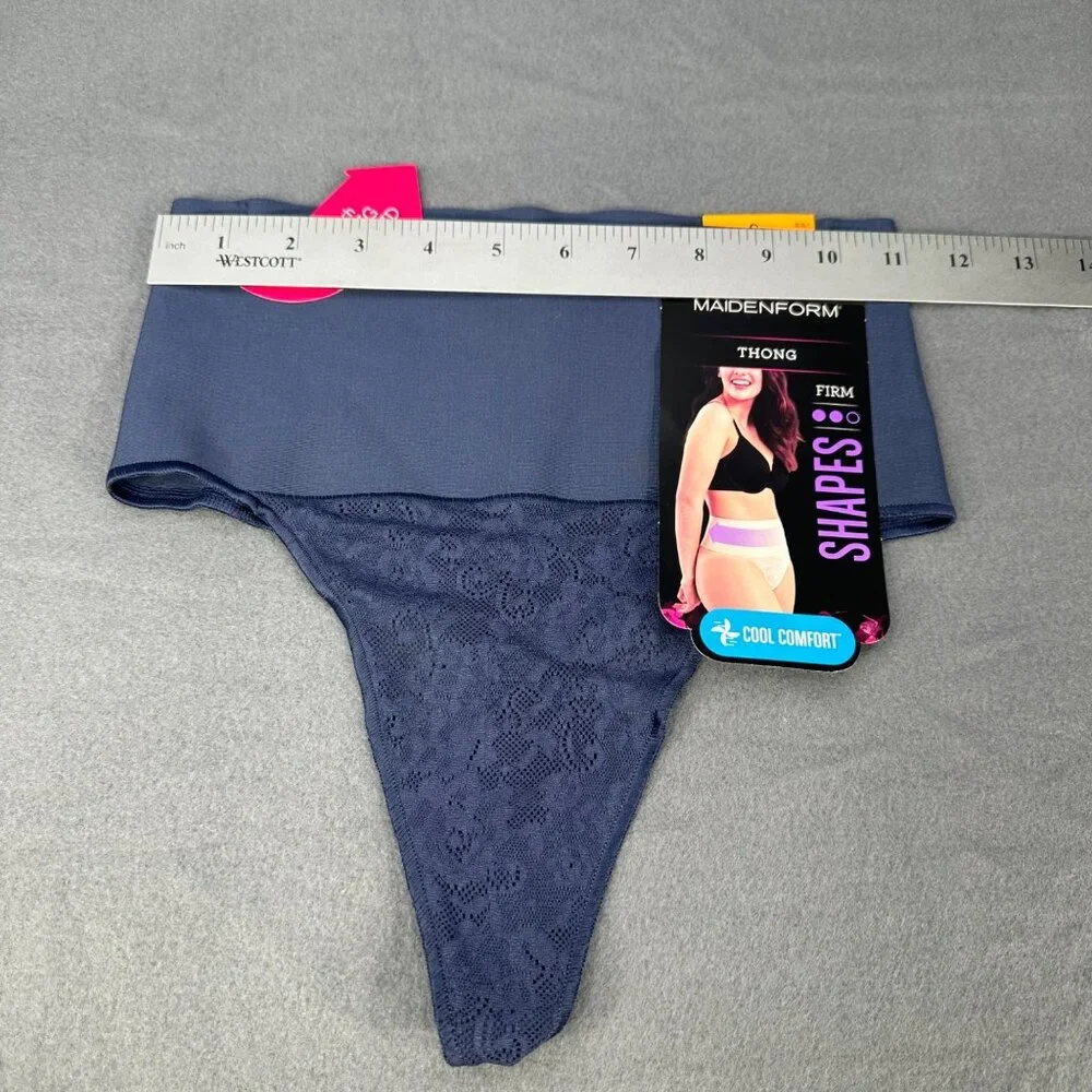 Maidenform Womens Size Small Shaper Thong Firm Control Lace Navy Blue New